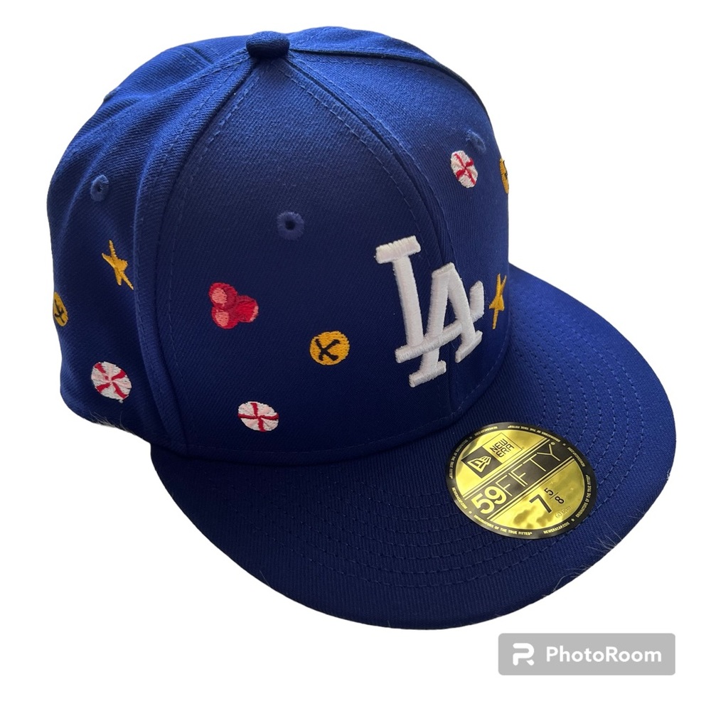 New Era Los Angeles LA Dodgers Holly Blue 59FIFTY Fitted Cap Size 7 5/8 New